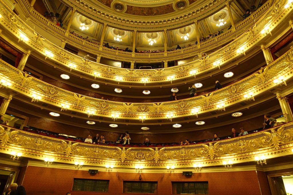 Inside the National Theatre in Prague.