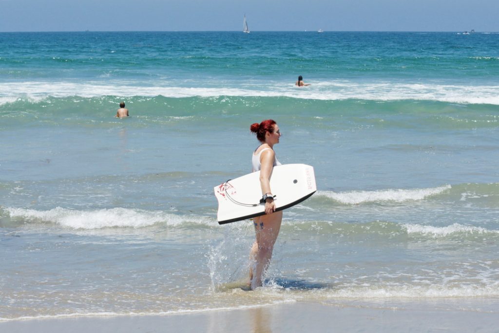 Bodyboard in the ocean.