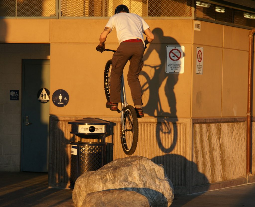 Bounce your bike on a rock.