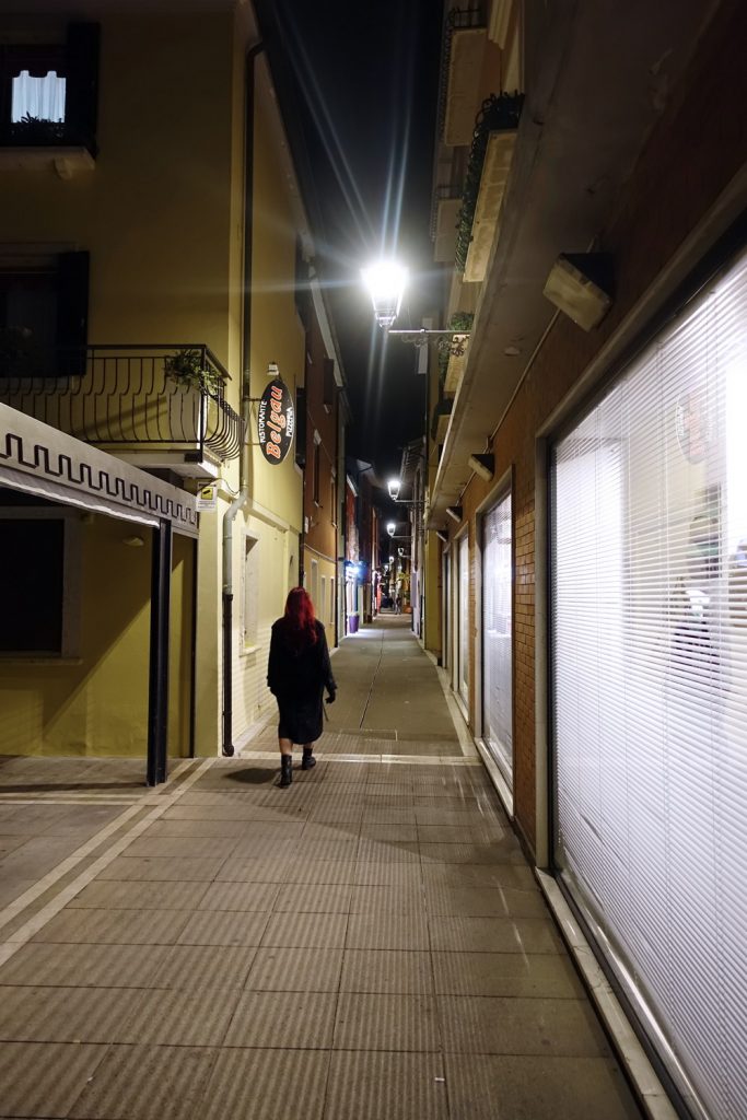 Caorle streets at night.