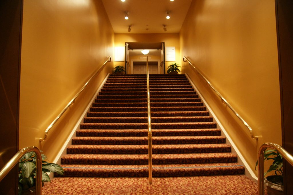 An elegant, wide stairwell.