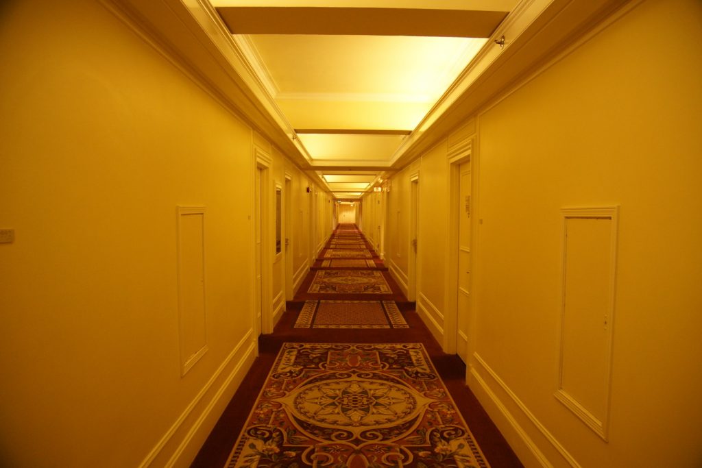 One of the many, perfectly-kept hallways leading to the rooms.