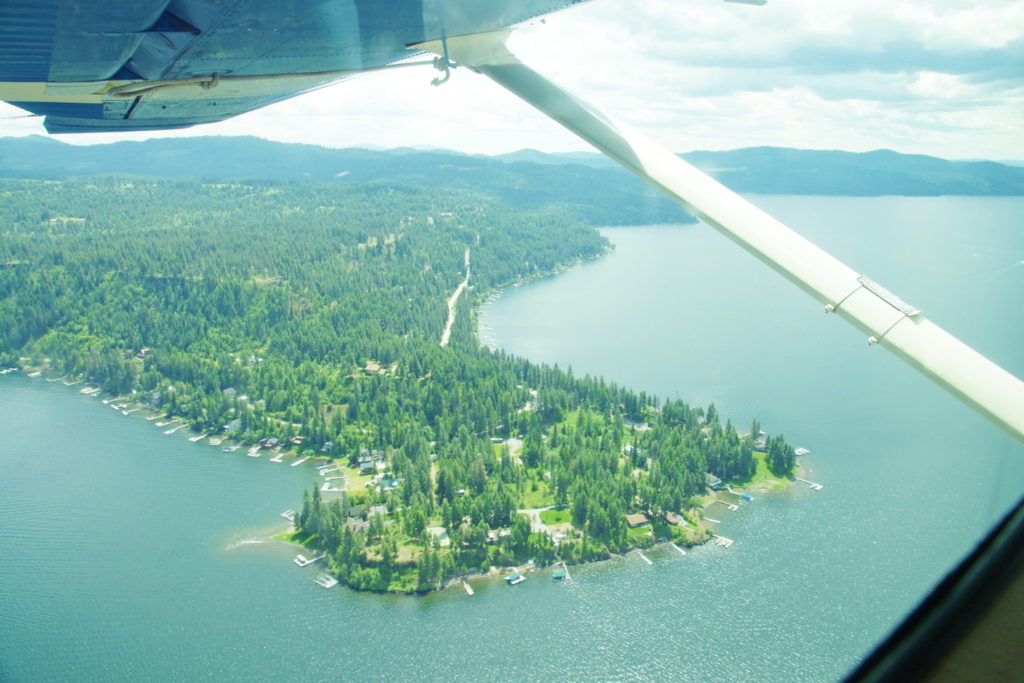 Resort homes near Coeur d’Alene, Idaho, viewed from a seaplane. Sweet.