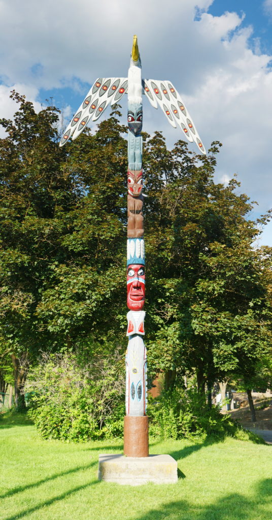 The Fort Wright Totem Pole near the Mukogawa Institute Commons building.