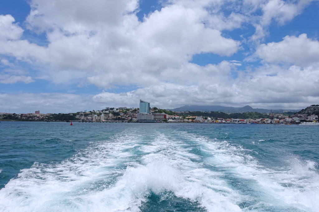 The view of Fort-de-France from the back of the boat.