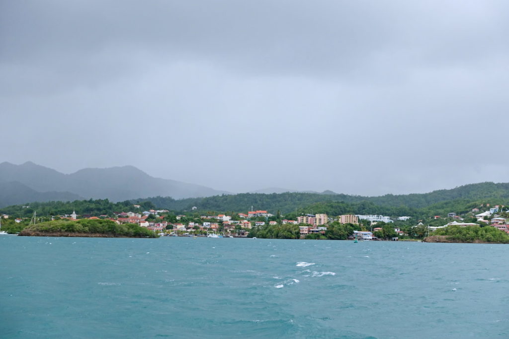 The view as we approach Bourg des Trois-îlets. Looks like rain’s a-comin’.