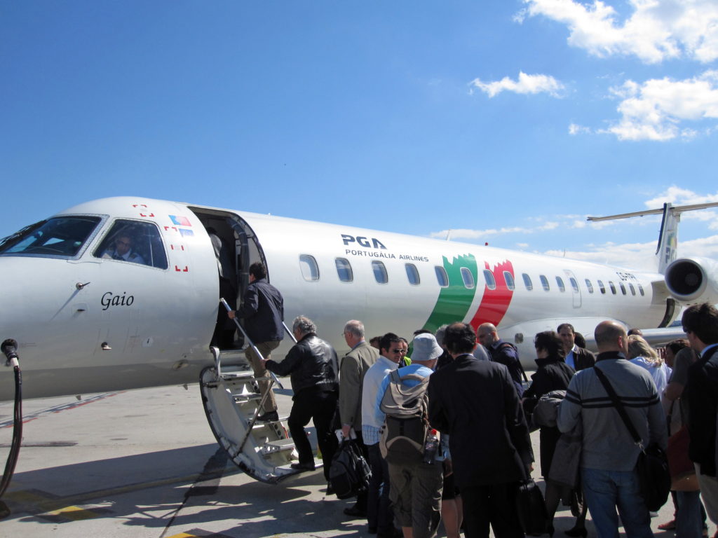 Boarding our plane.