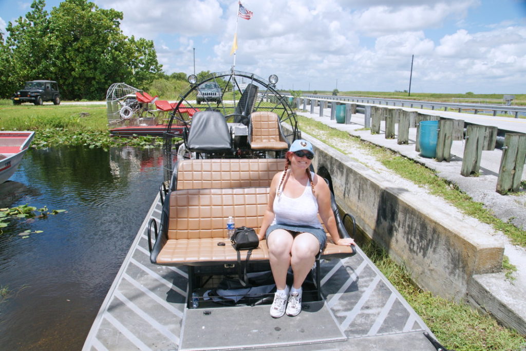 We await in our carriage, a private airboat.