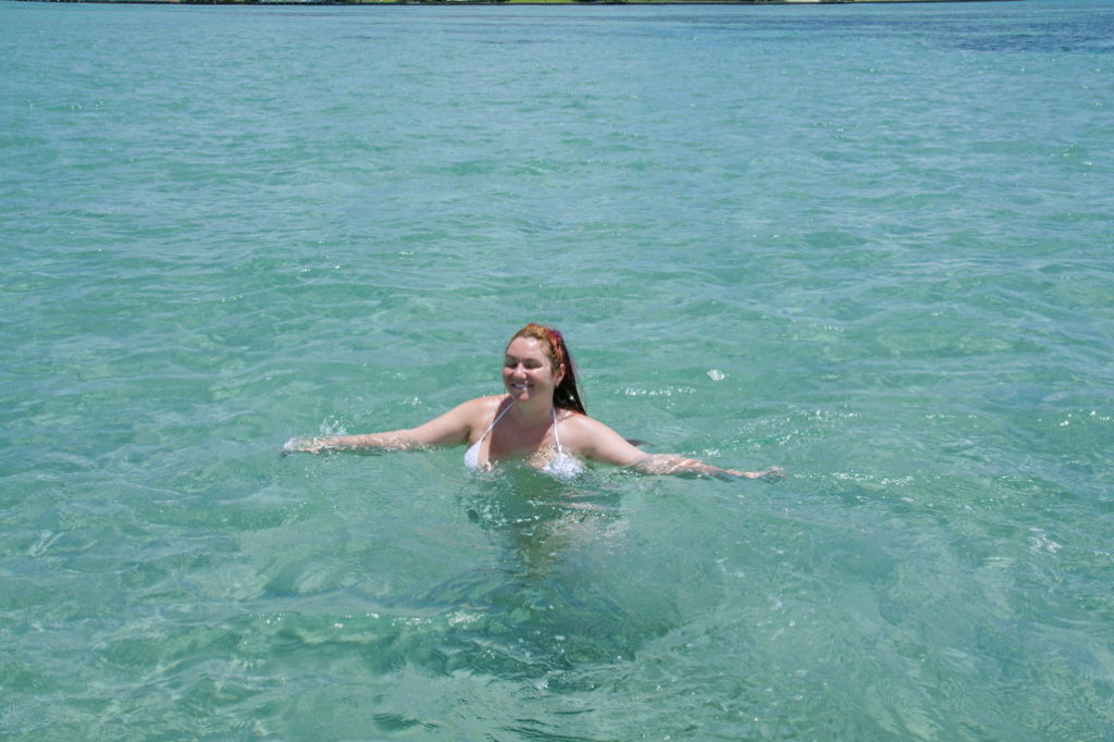 Swimming in the middle of the bay.