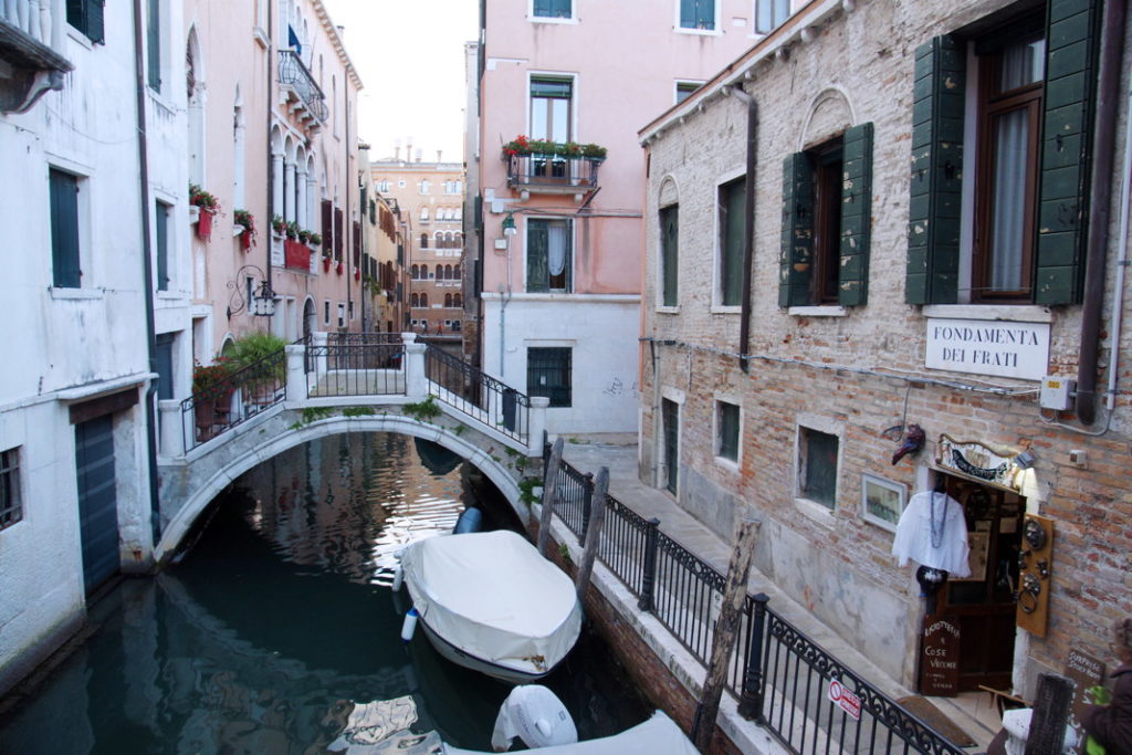 A typical arched bridge in Venice.