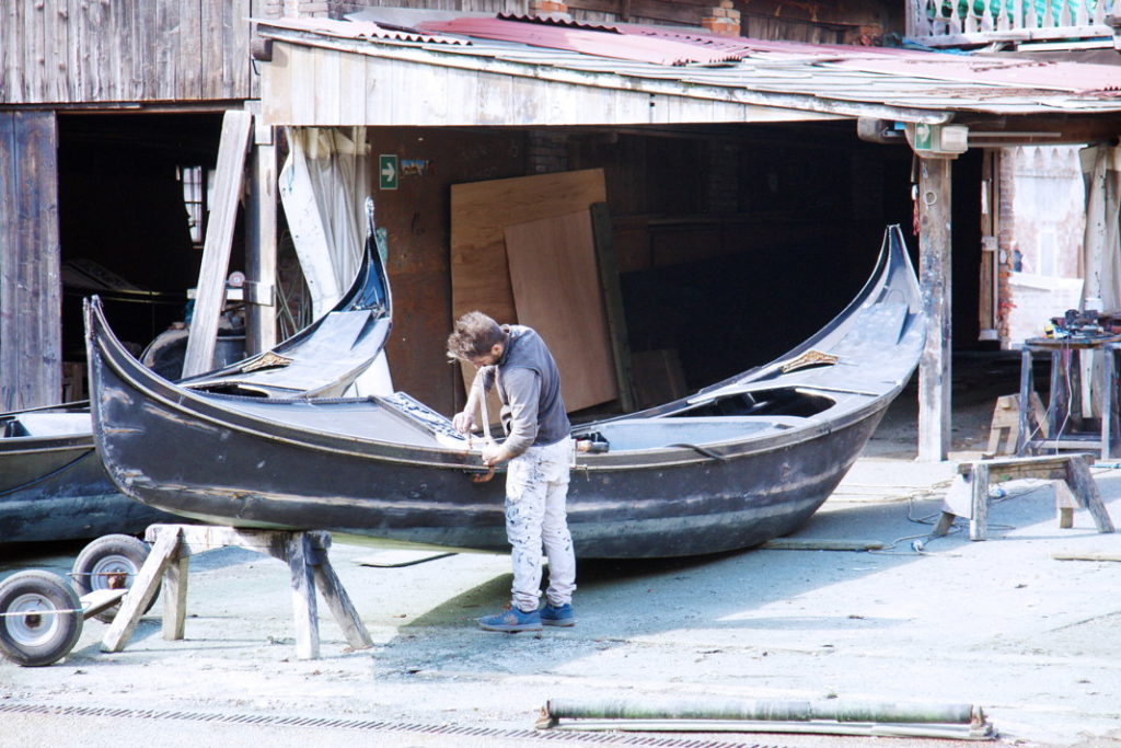A Gondola craftsman at work.