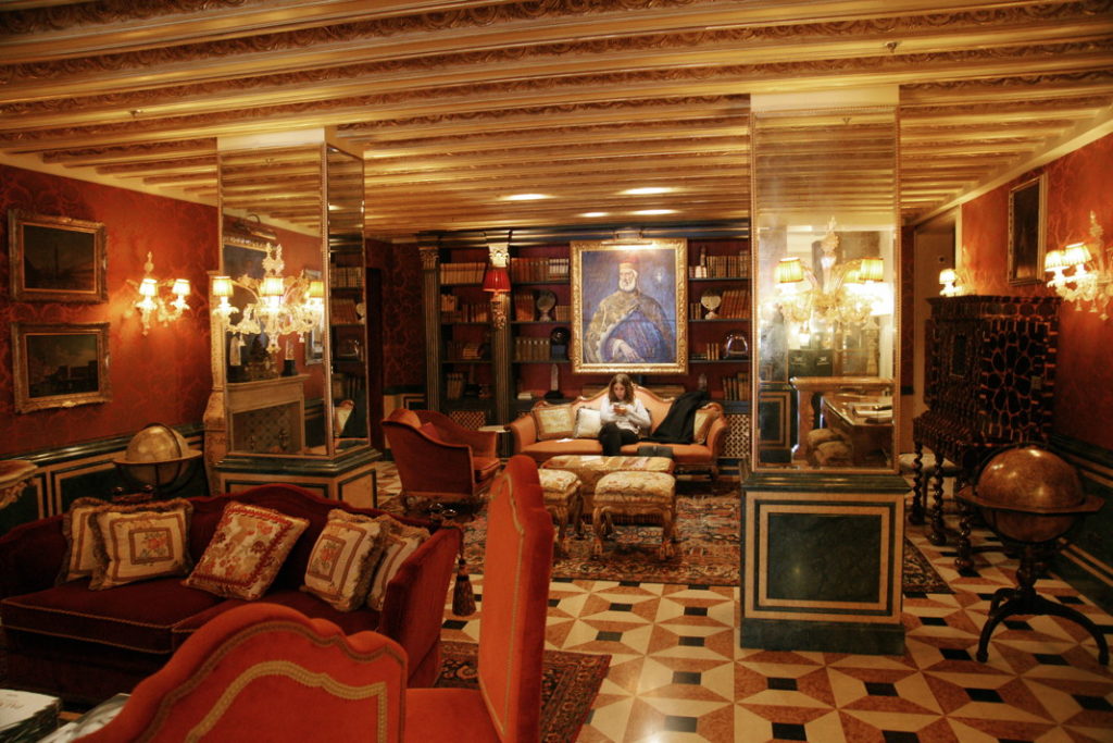 A sitting room at the Hotel Gritti Palace in Venice.