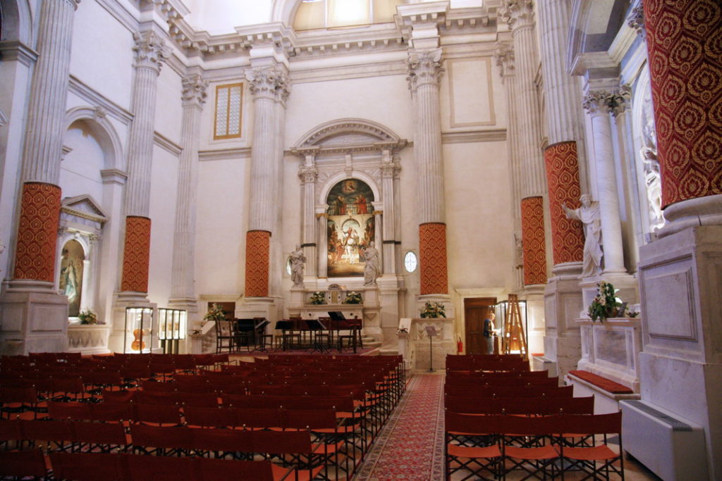 A view of the interior of San Vidal, a former church and now an event and concert hall.