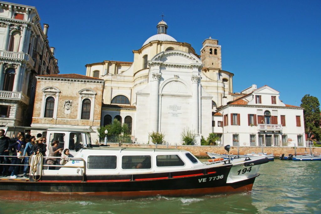 A water taxi in Venice, Italy.