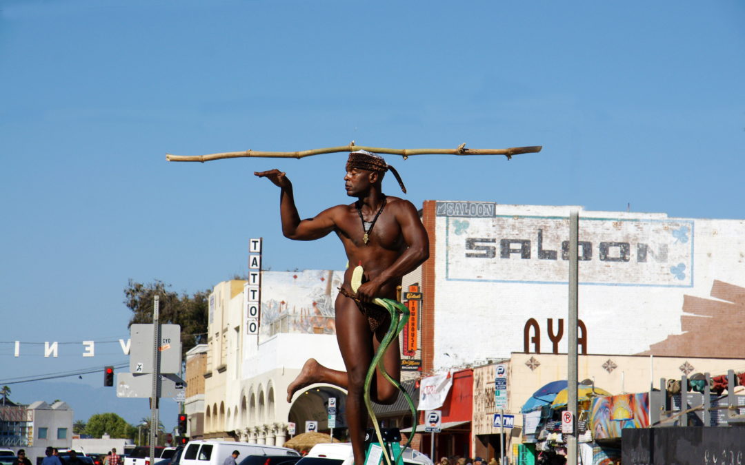 King Solomon, the Snake Charmer, at Venice Beach, California