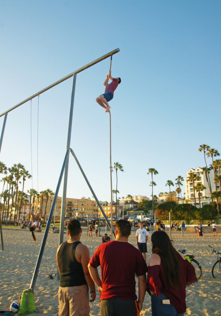 Rope Climbing on the beach.