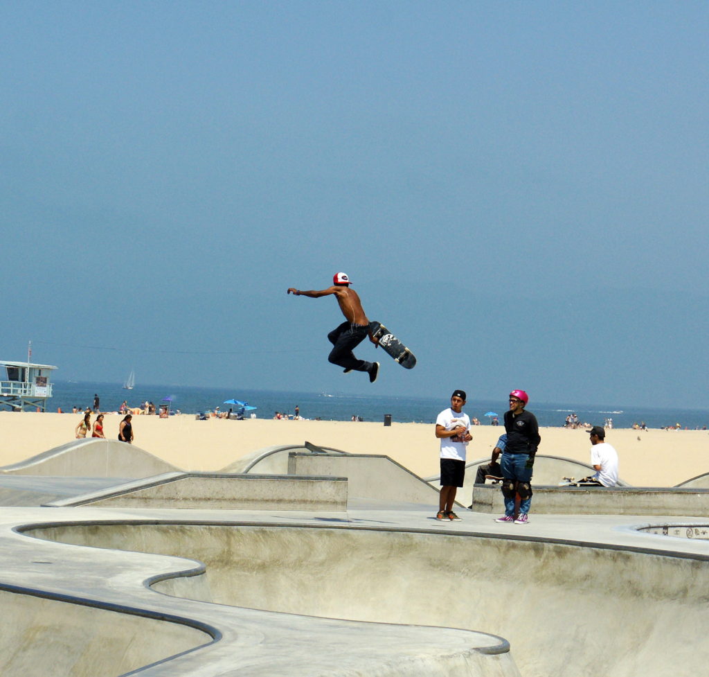 Venice Beach Skateboarder enjoying the Skate Park.