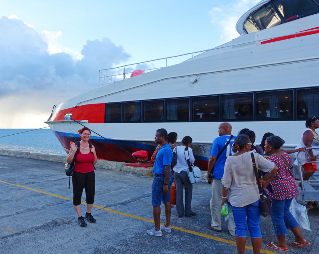 Boarding the Ferry to Martinique. Notice the clouds in the background.