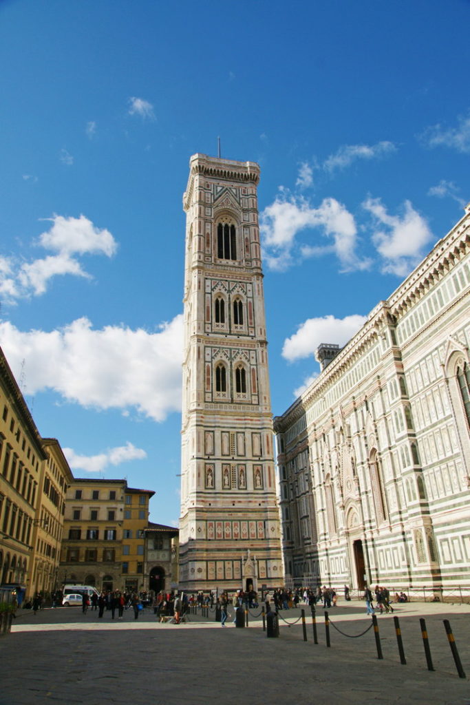 Campanile di Giotto, a free-standing bell tower that is part of the complex of buildings that make up Florence Cathedral on the Piazza del Duomo in Florence, Italy.