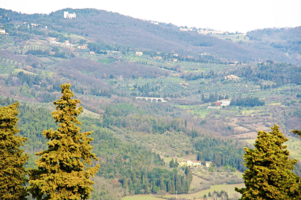 The view from Convento di San Francesco in Fiesole. Note the bridge in the center of the photograph.