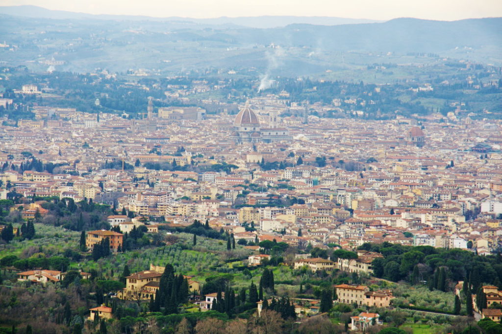 The view from Convento di San Francesco in Fiesole towards Florence.