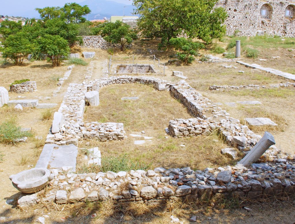 The outline of an early Christian Basilica is one of the central buildings.