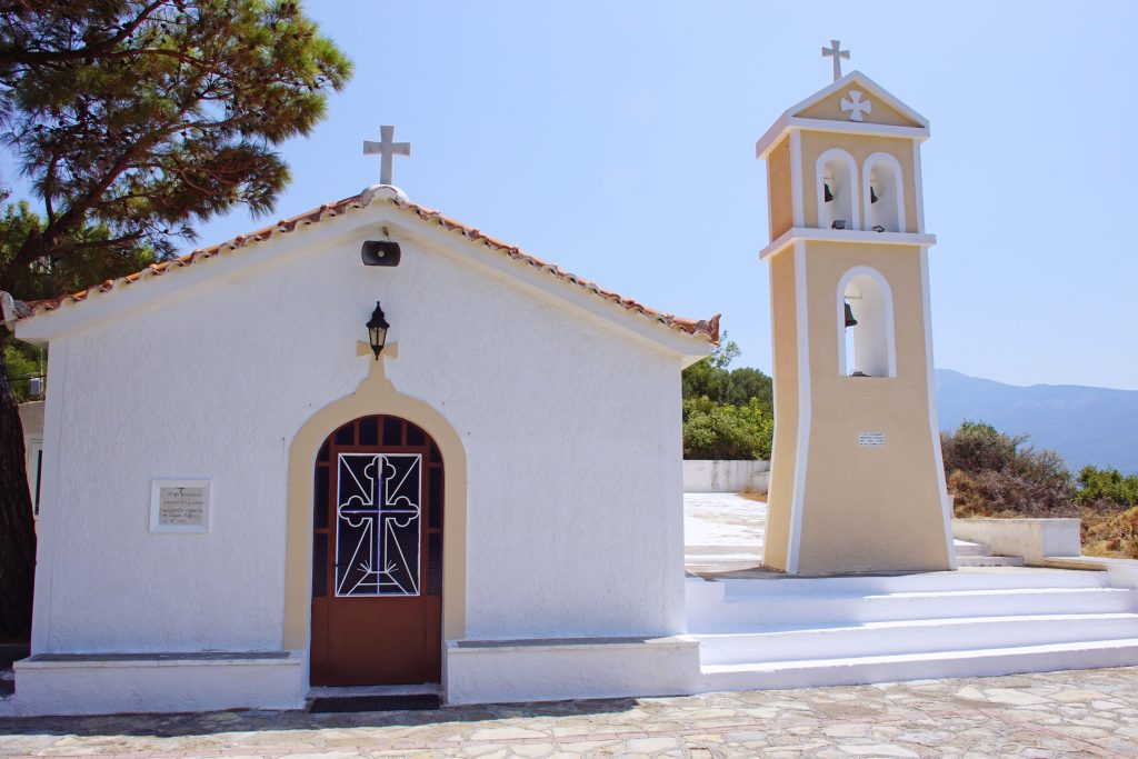 The Greek Orthodox church of Saint Nikolaos is modest, befitting an ascetic saint.