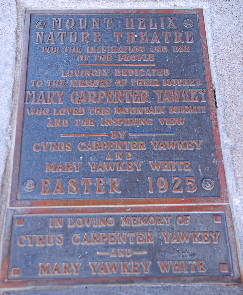 One of the many plaques at Mt. Helix.