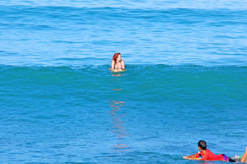 A Bolivian man enjoys the Hawaiian waters.