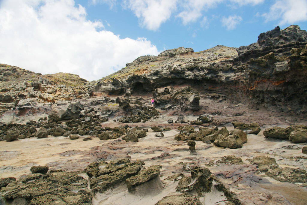 That’s me in pink, hiking to the blowhole.