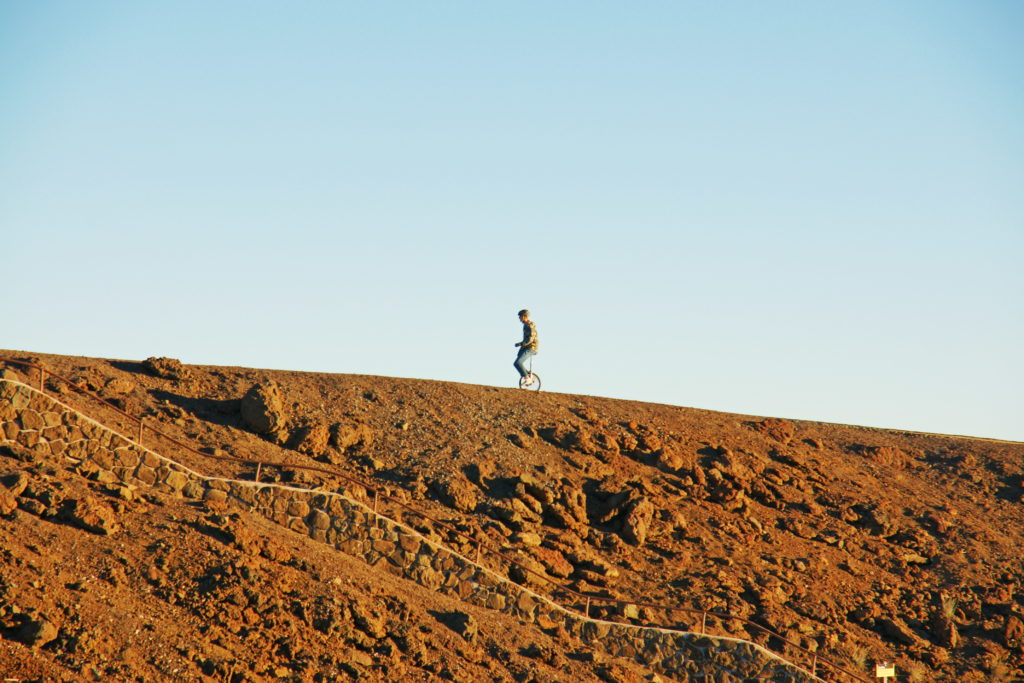 A unicyclist enjoying the evening on Haleakalā.