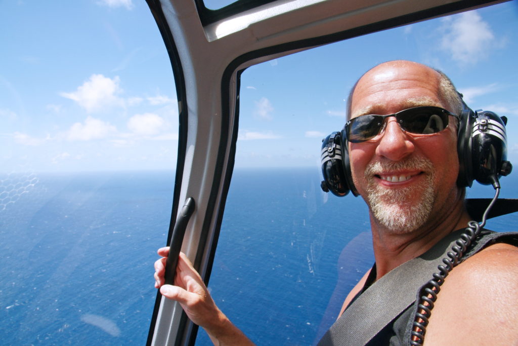 Flying above the ocean off the coast of Maui.