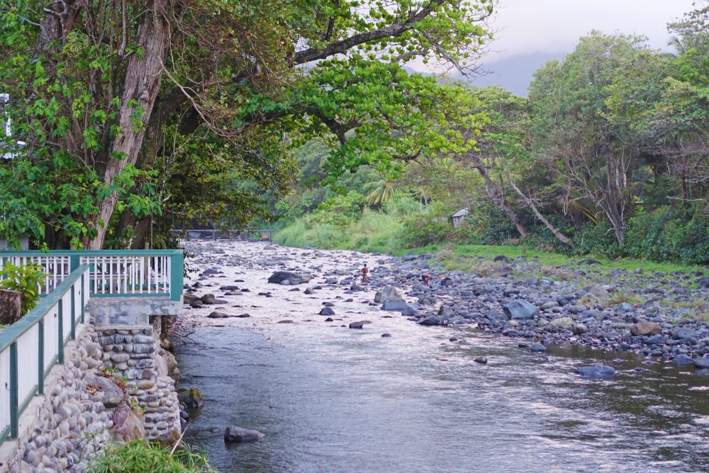 Island bathers enjoy the clean waters of the river.