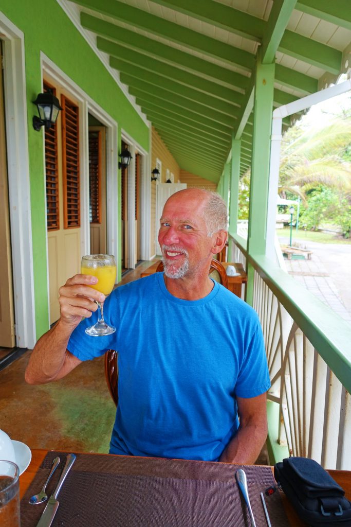 Fresh-squeezed fruit juice for breakfast.