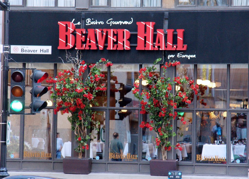Beaver Hall restaurant, specializing in food other than beaver.