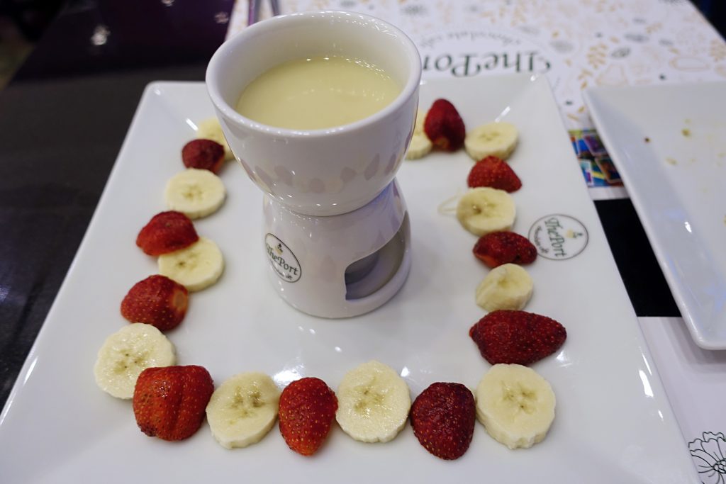 Strawberries and bananas and white chocolate, oh my!