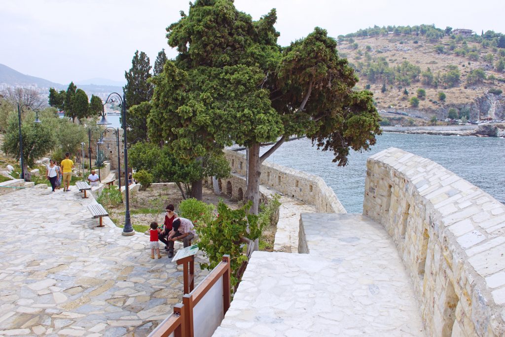 Behind the battlements, where archers and cannoneers could protect the city.