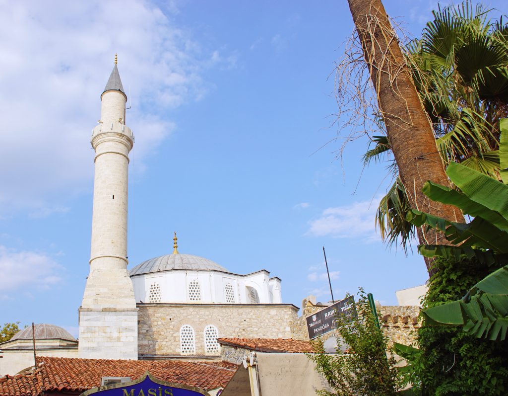 The Kaleiçi Mosque's minaret towers above the old part of the city.