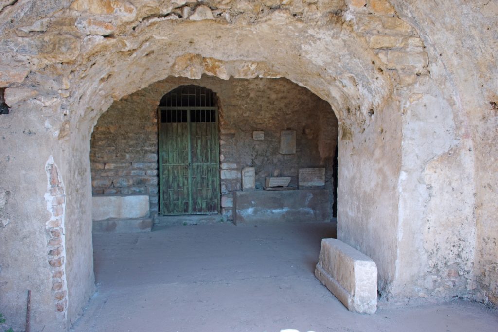 An interior walkway into the hillside.