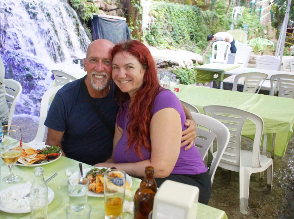 Lunch by a waterfall. How romantic!