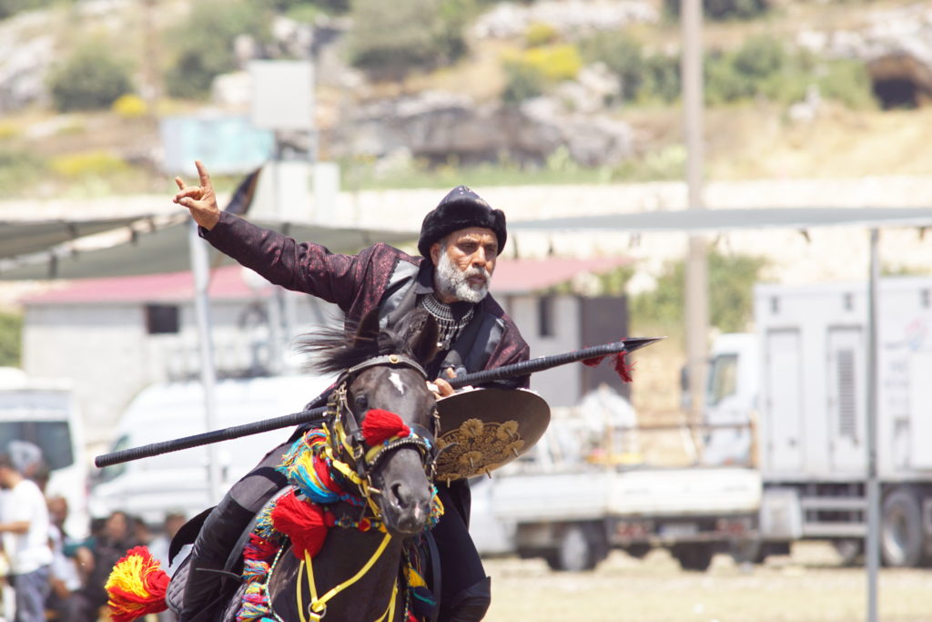 A heavy metal rocker on his noble steed.