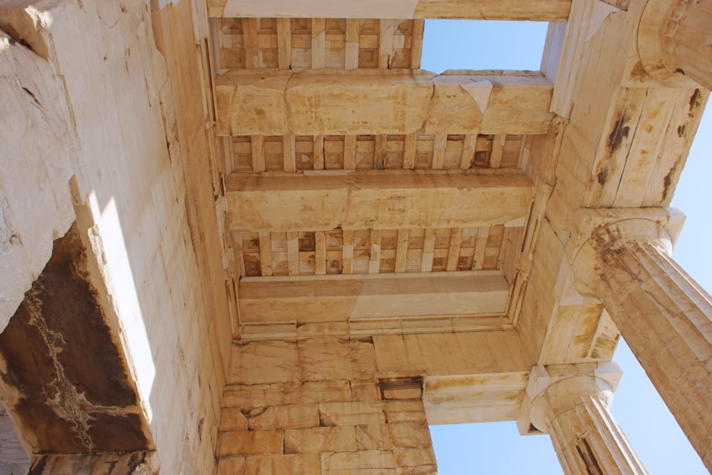 The ceiling of the entrance to the Propylaea.