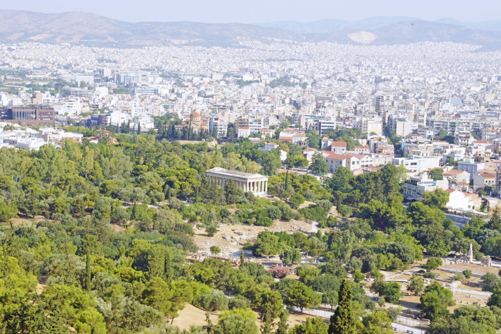 The Temple of Hephaestus, nestled in the Athenian forest.