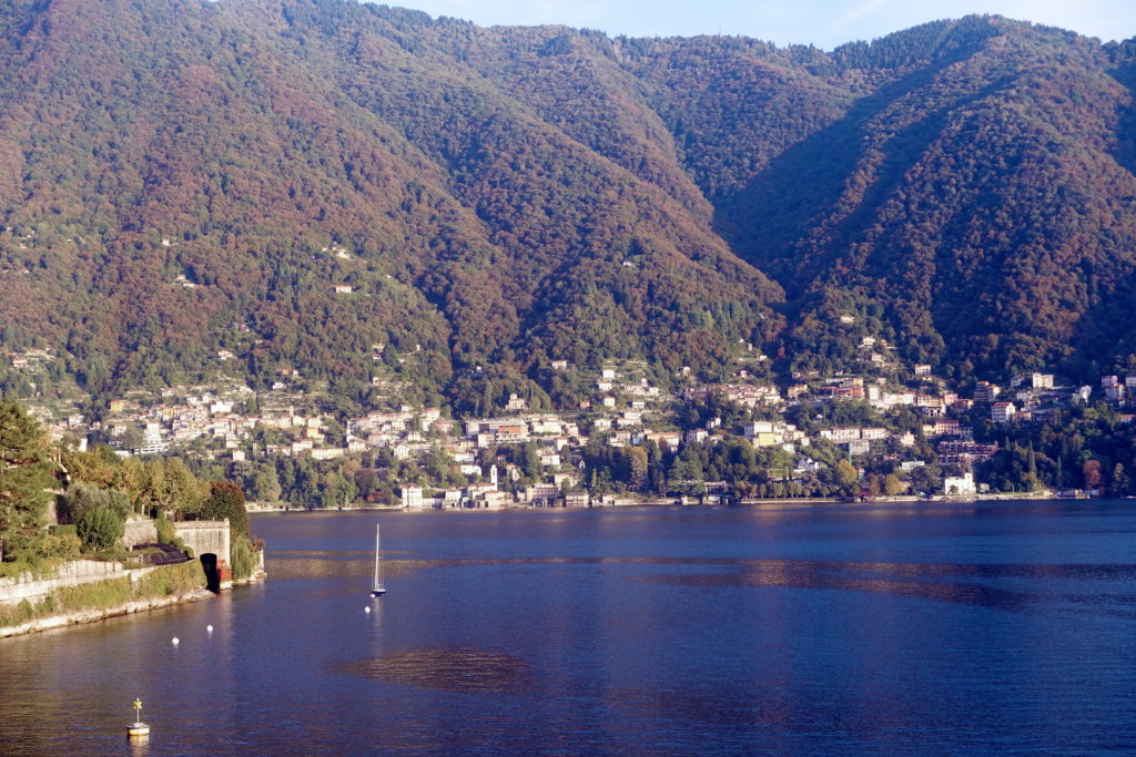 The picturesque hillside across the lake.  Soon the trees will be more vibrantly colored in autumn leaves.