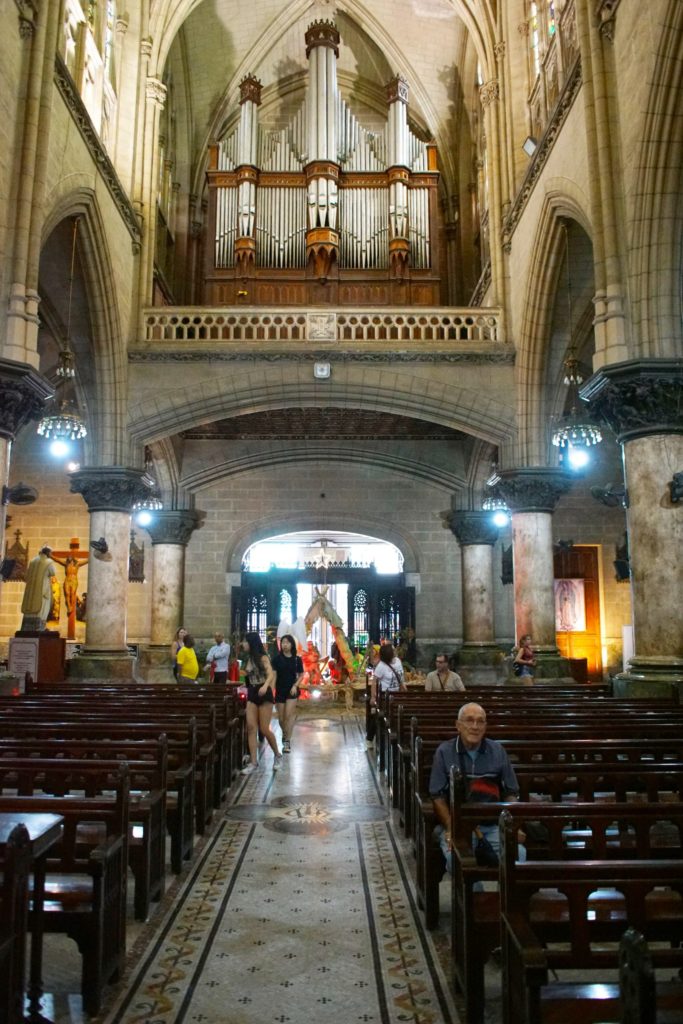 A view to the church's enormous organ.