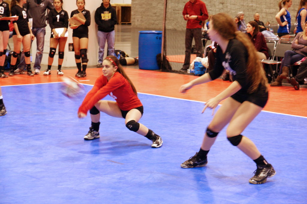 Strong, flexible knees are a must for a volleyball player.