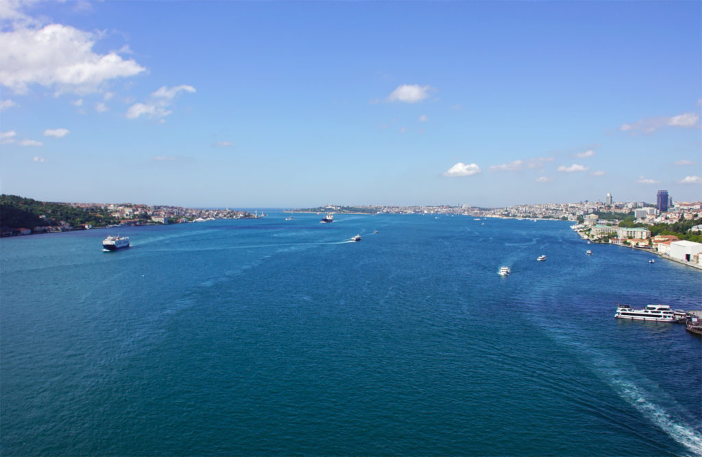 West meets East on the Bosphorus bridge.