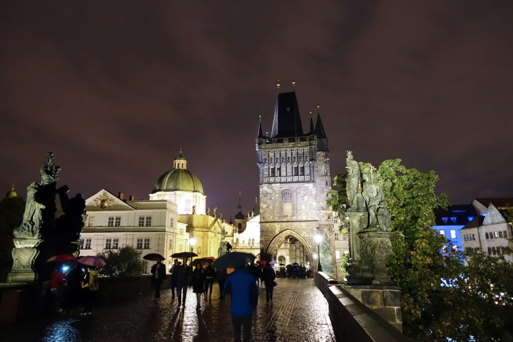 Charles Bridge, facing the Old Town Bridge Tower.