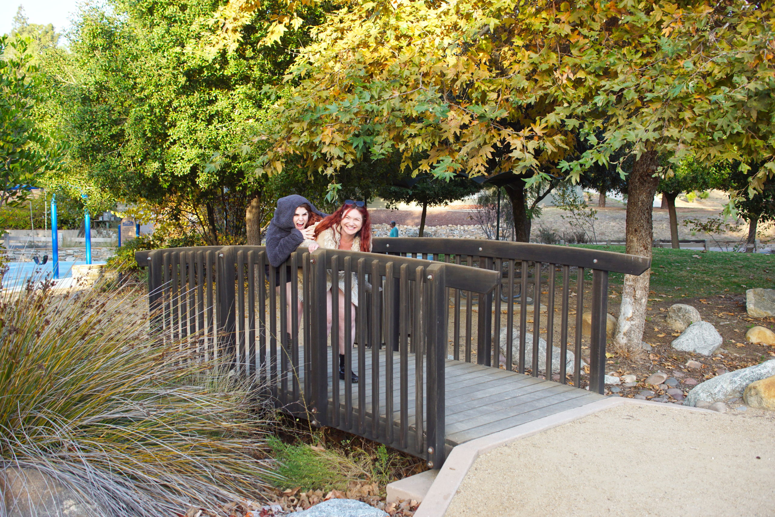 Crossing the bridge to fun.