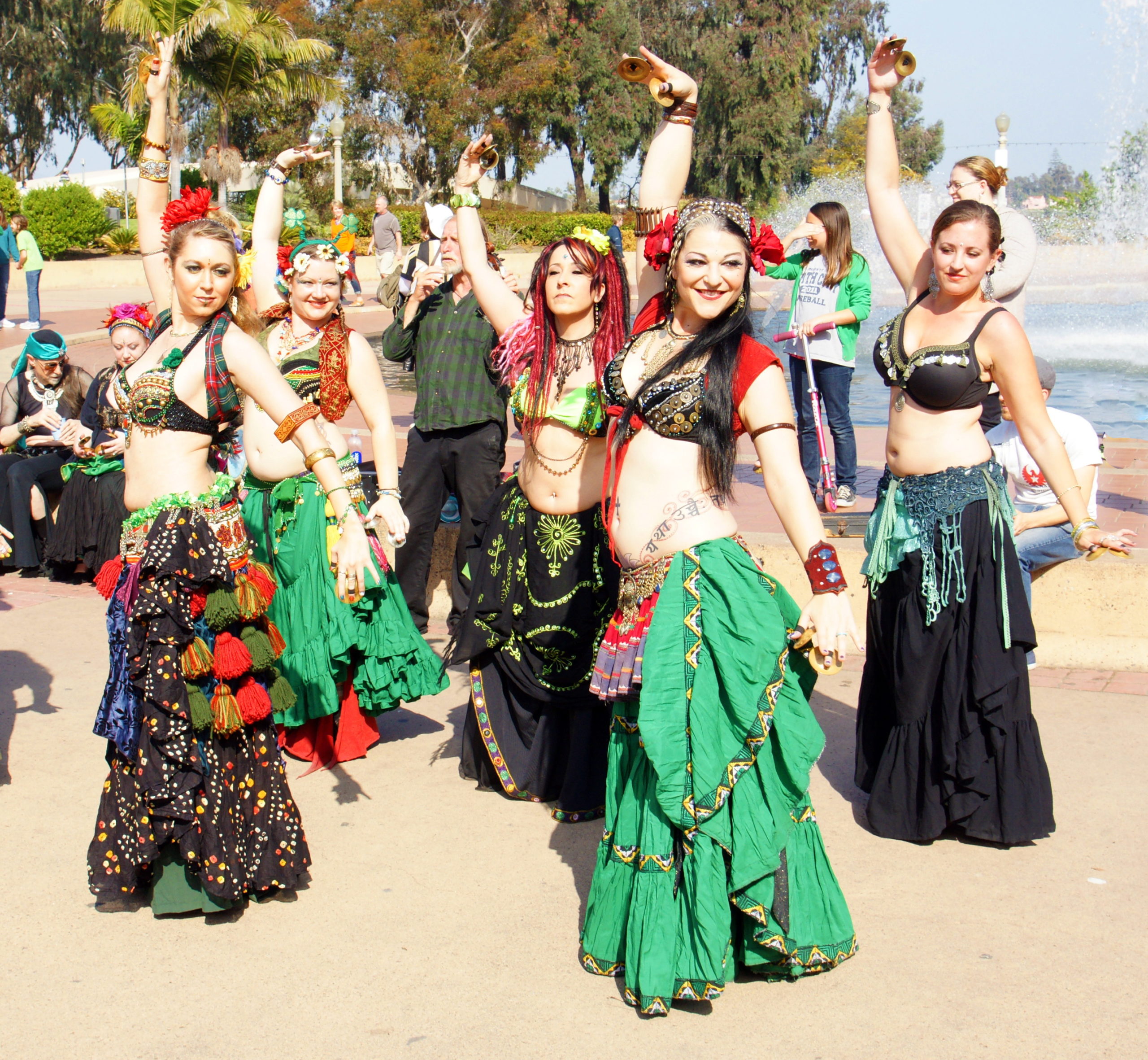 Tribal belly dancers being their own music.